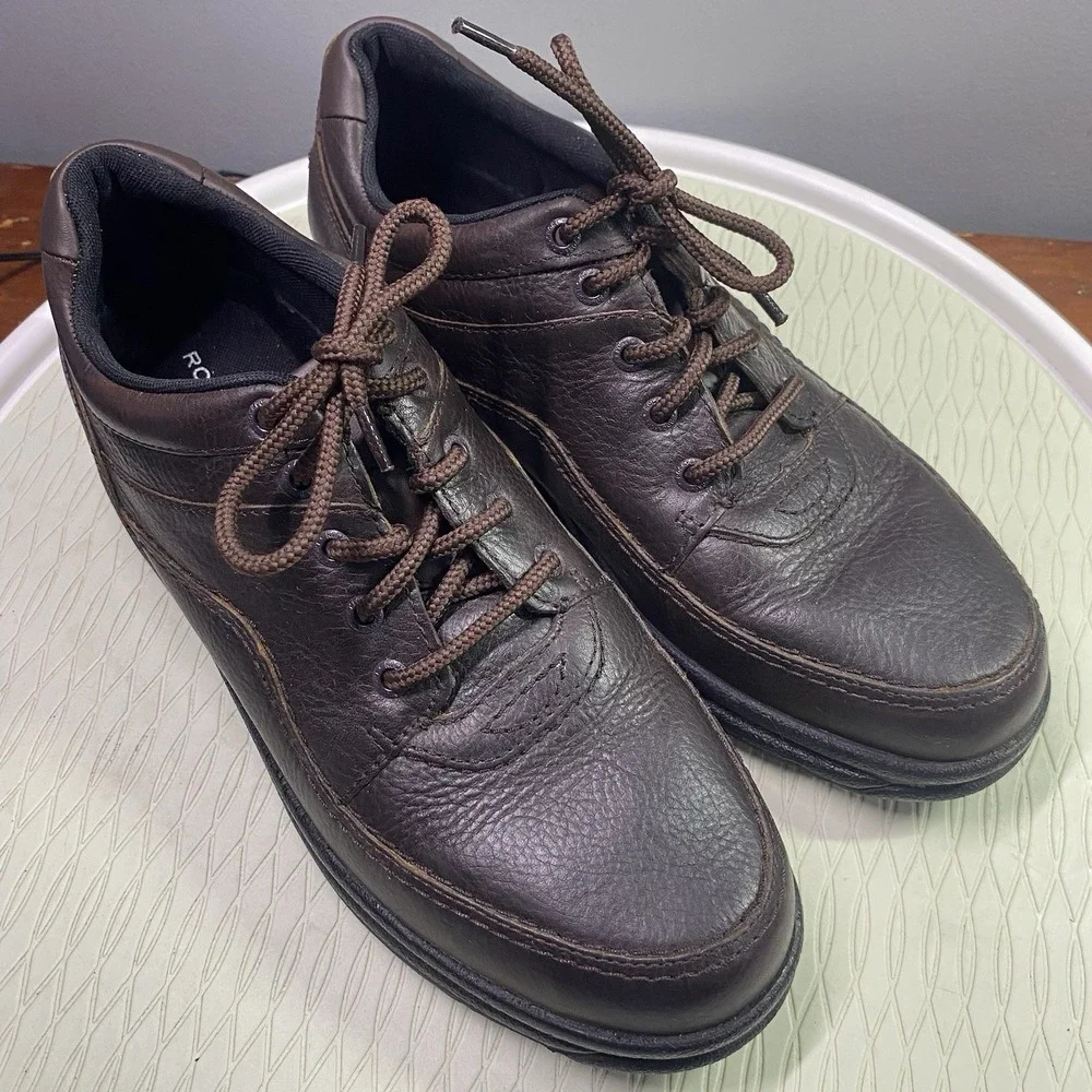 Rockport World Tour Classic Men's Walking‎ Shoes Dark Brown Leather Sz.10.5